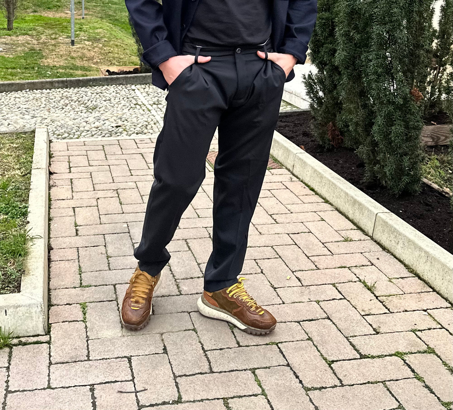 Nine In The Morning - Trouser Fold Slim Pences Black