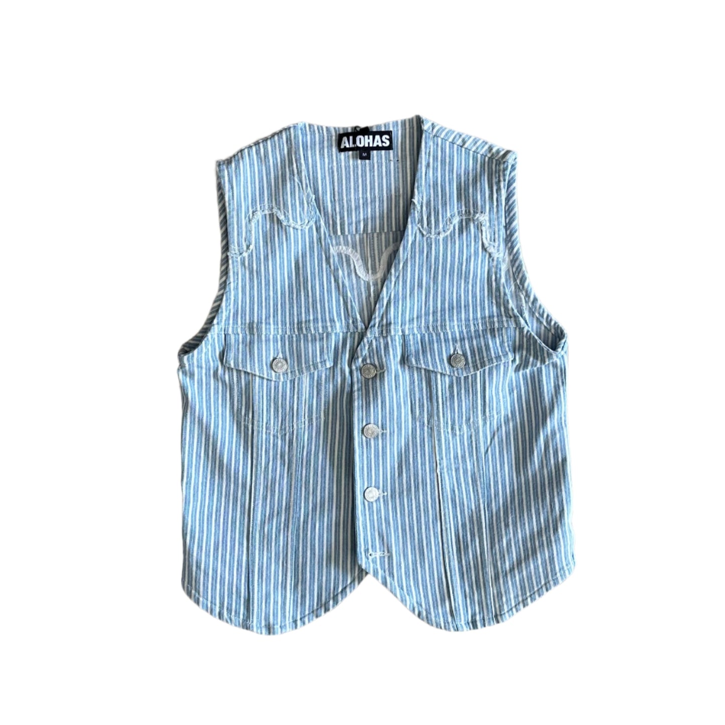 Alohas - Gilet Manuela in Denim Stripes Blue
