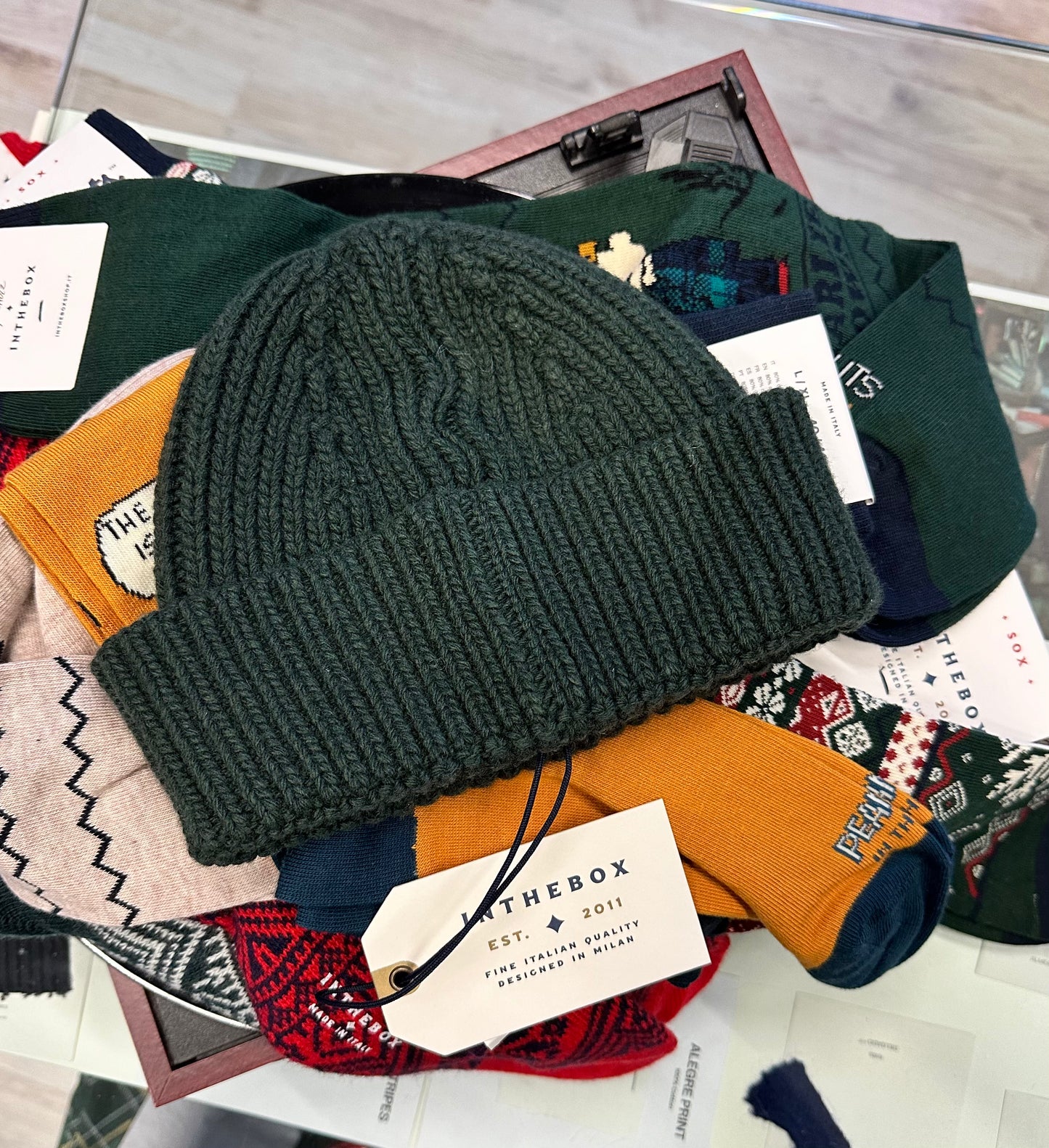 In The Box - Beanie Cachemire Basic Dark Green