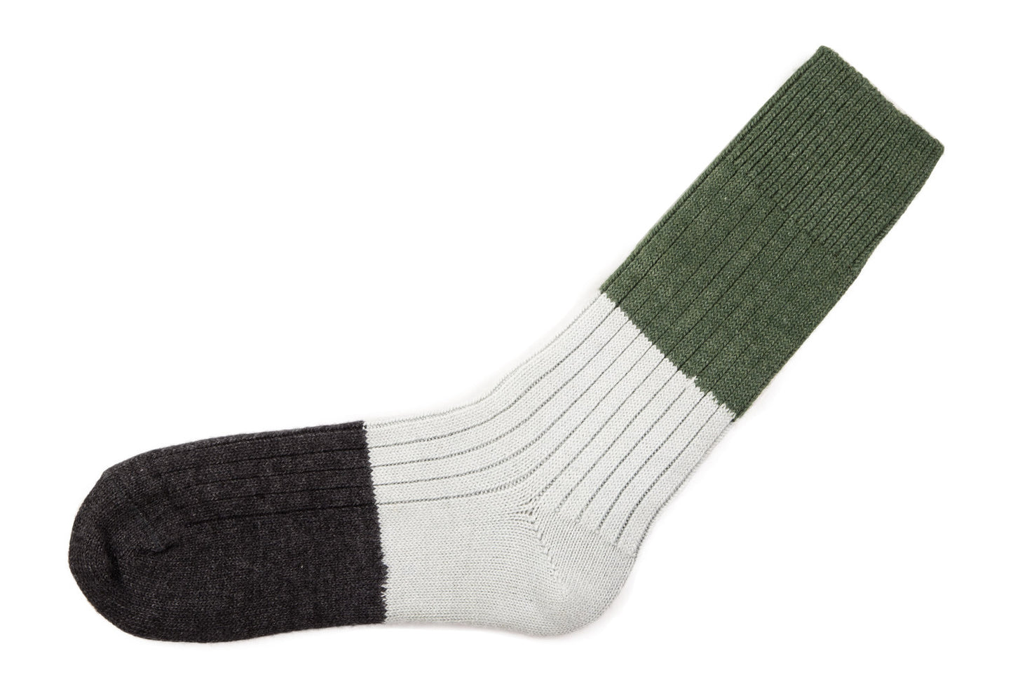 Patapaca - Sock Tri Alpaca Bamboo Green Crudo Charcoal