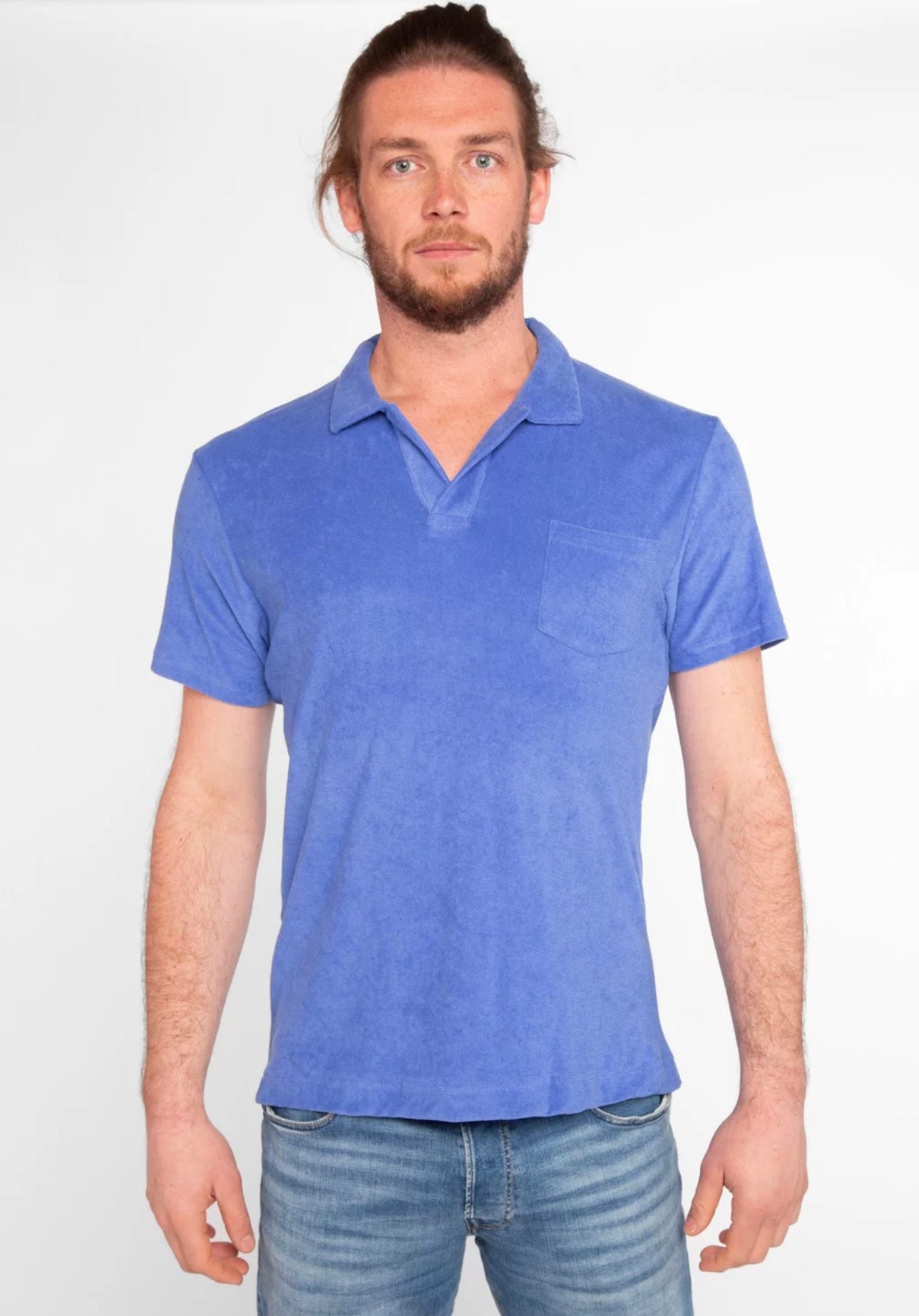 Anonym - Polo Armand cotton and chenille blend Outremer