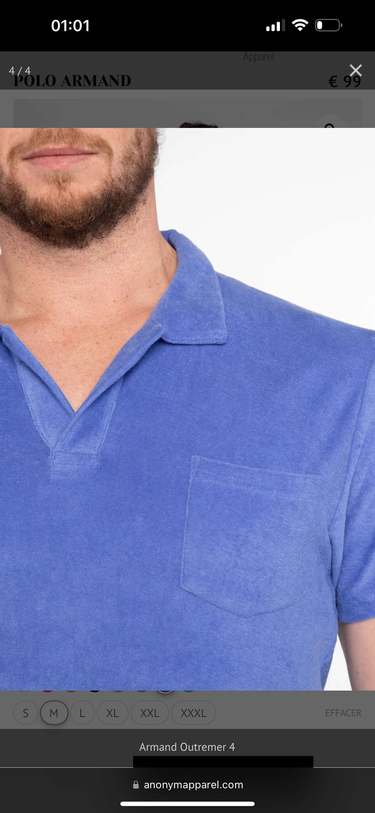 Anonym - Polo Armand cotton and chenille blend Outremer