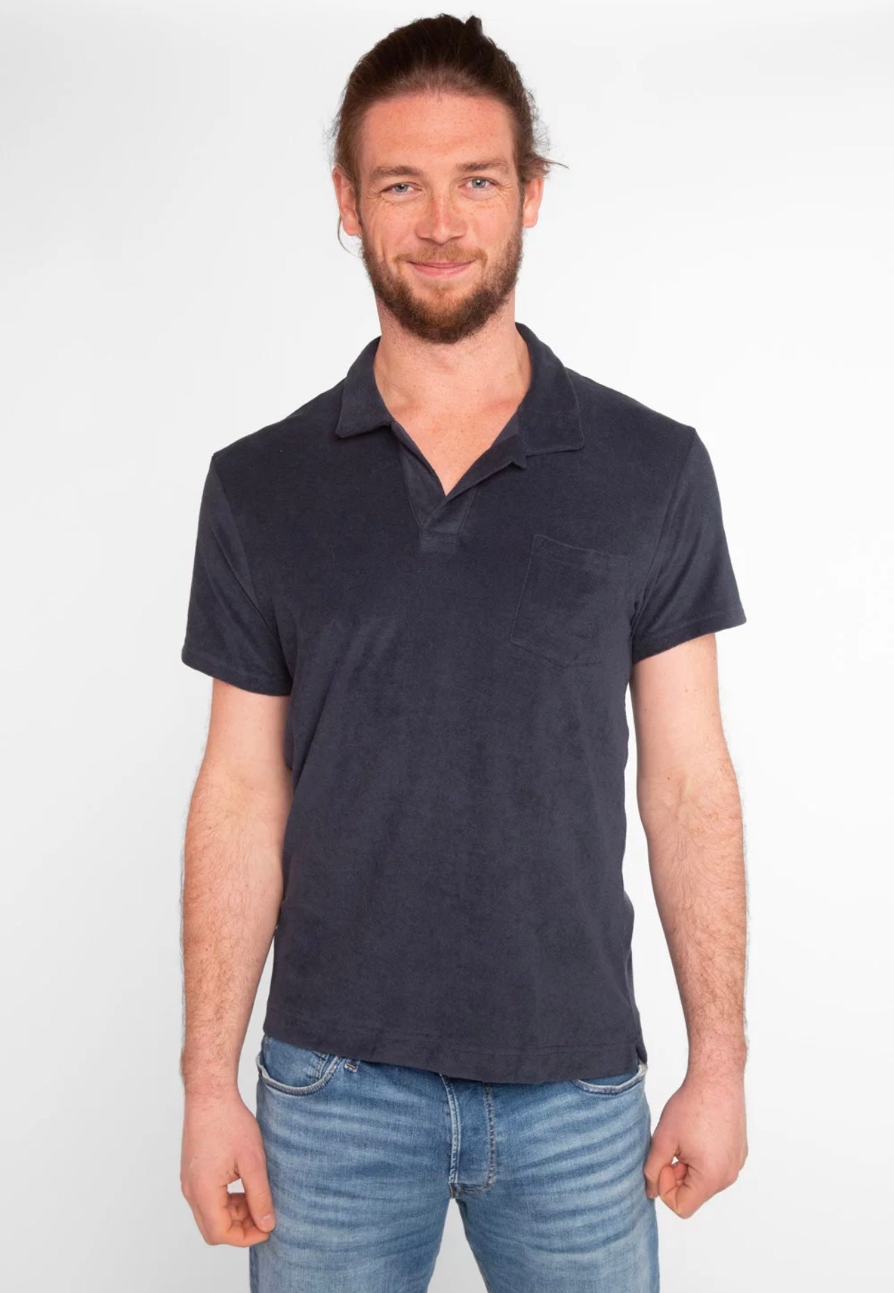 Anonym - Polo Armand cotton and chenille blend Marine