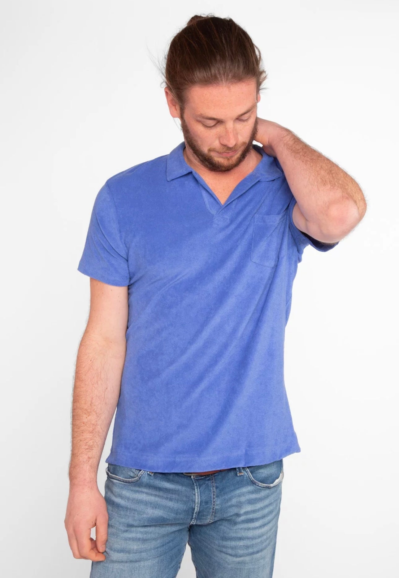 Anonym - Polo Armand cotton and chenille blend Outremer