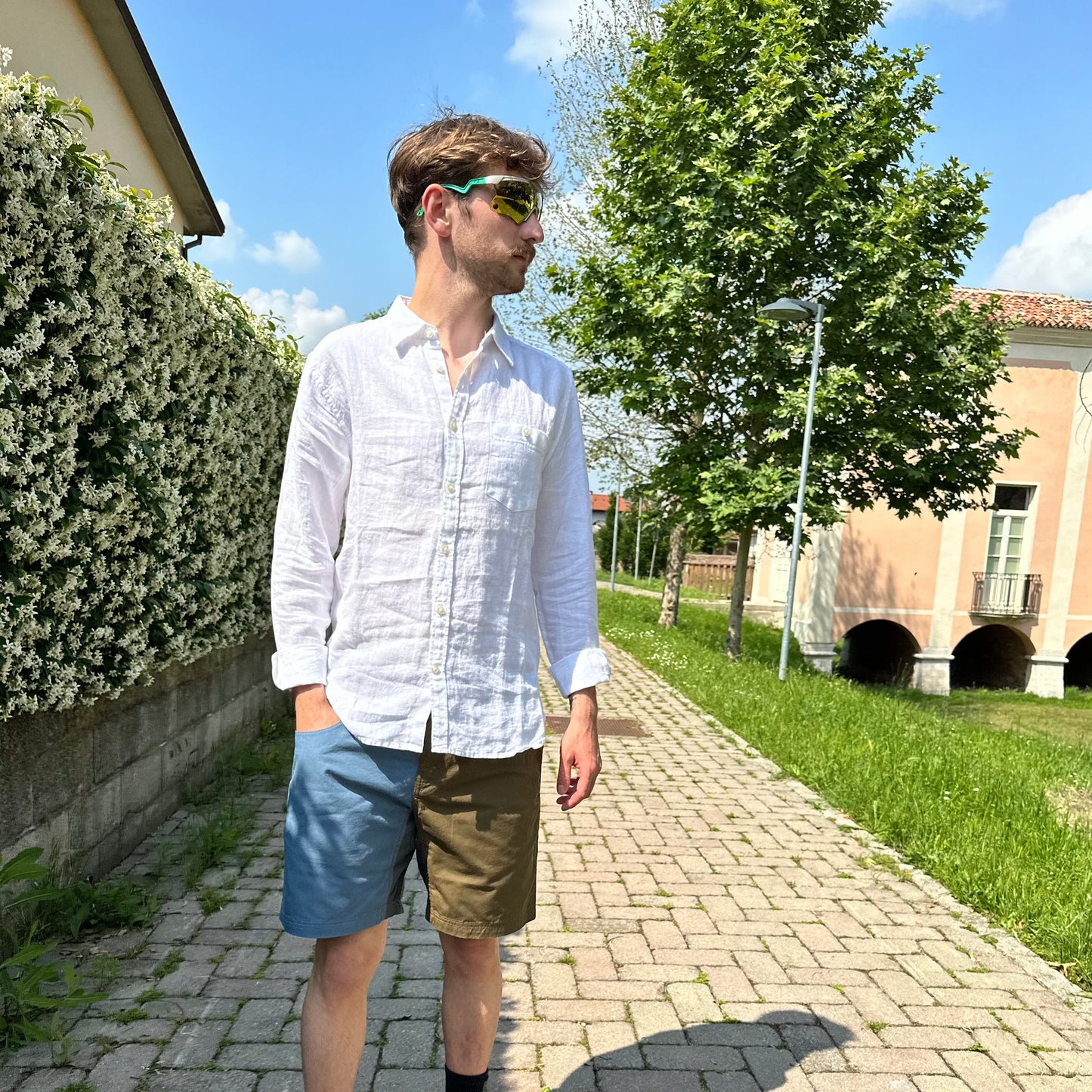 Knowledge Cotton Apparel - Shirt Larch LS Linen Custom Fit White