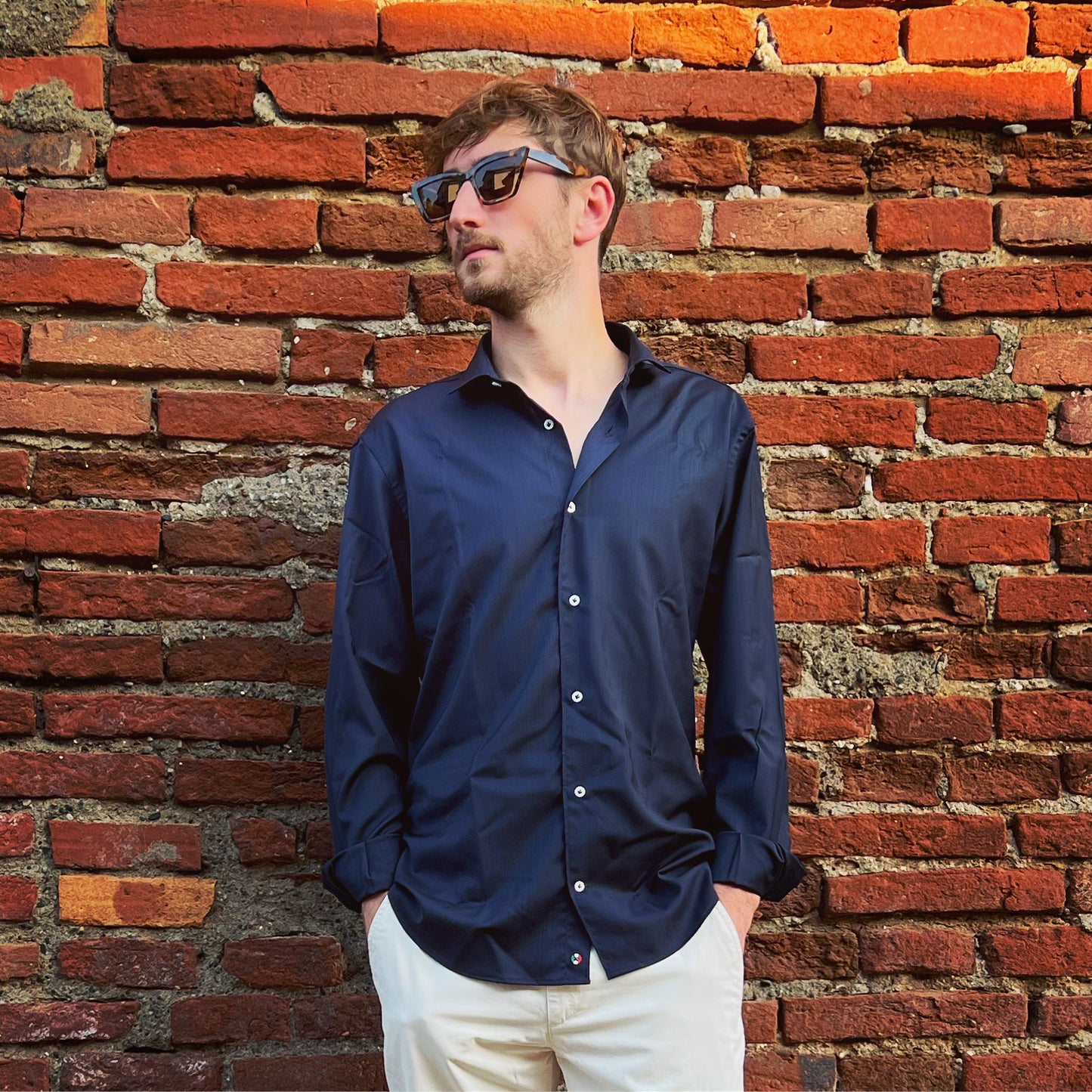 Poggianti 1958 - Shirt Firenze Merino Wool Reda Navy