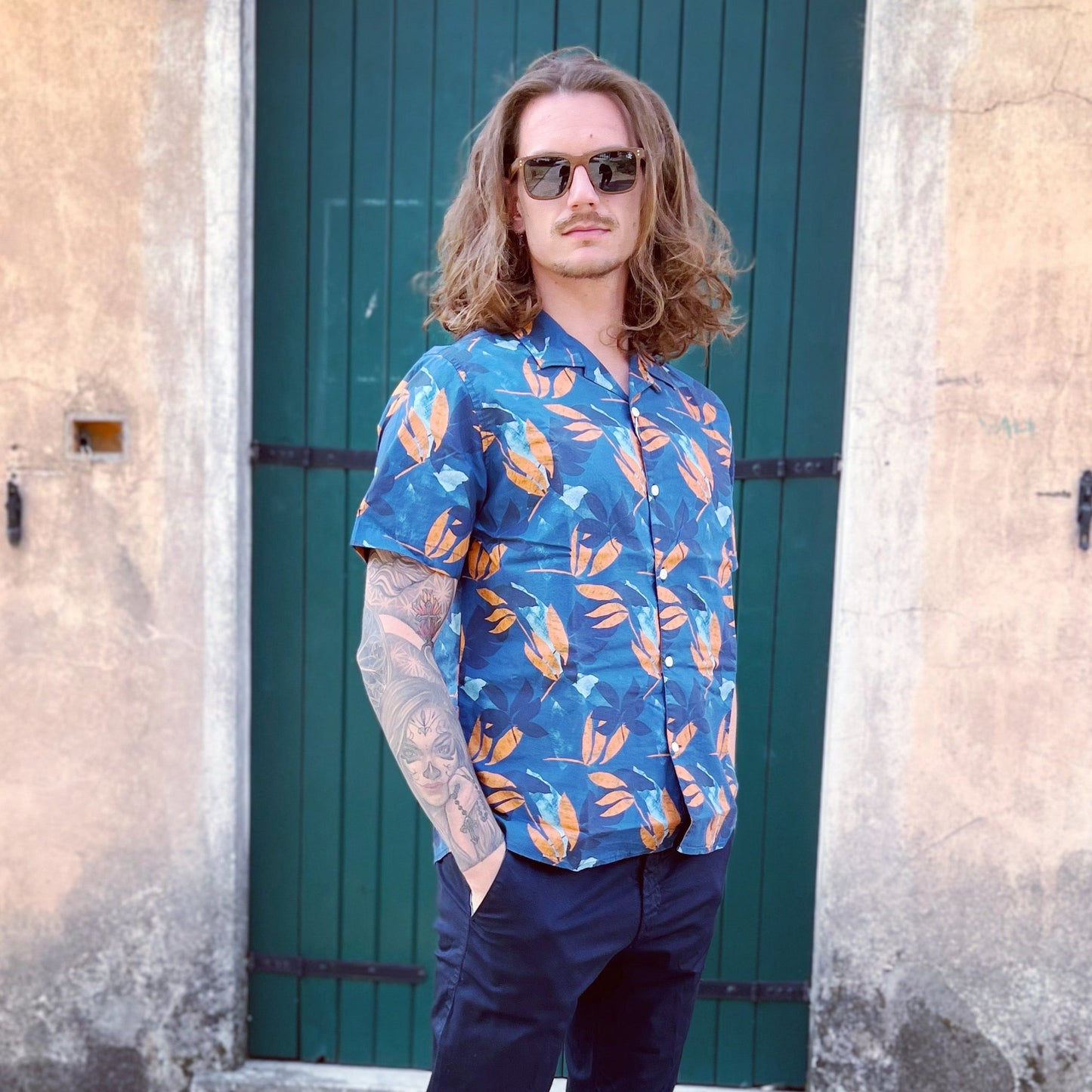Knowledge Cotton Apparel - Shirt Wave Loose Fit Flower Print