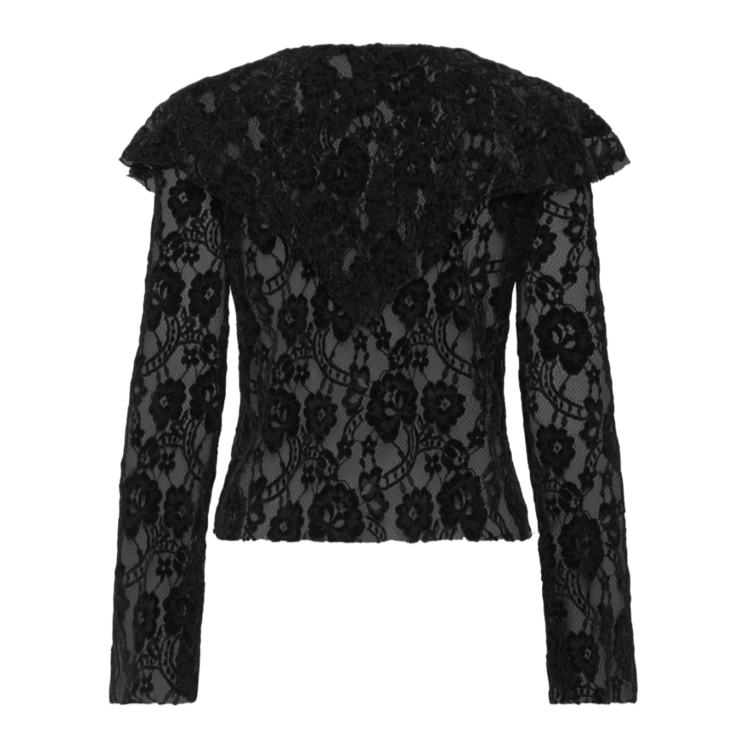 Black lace top on a white background