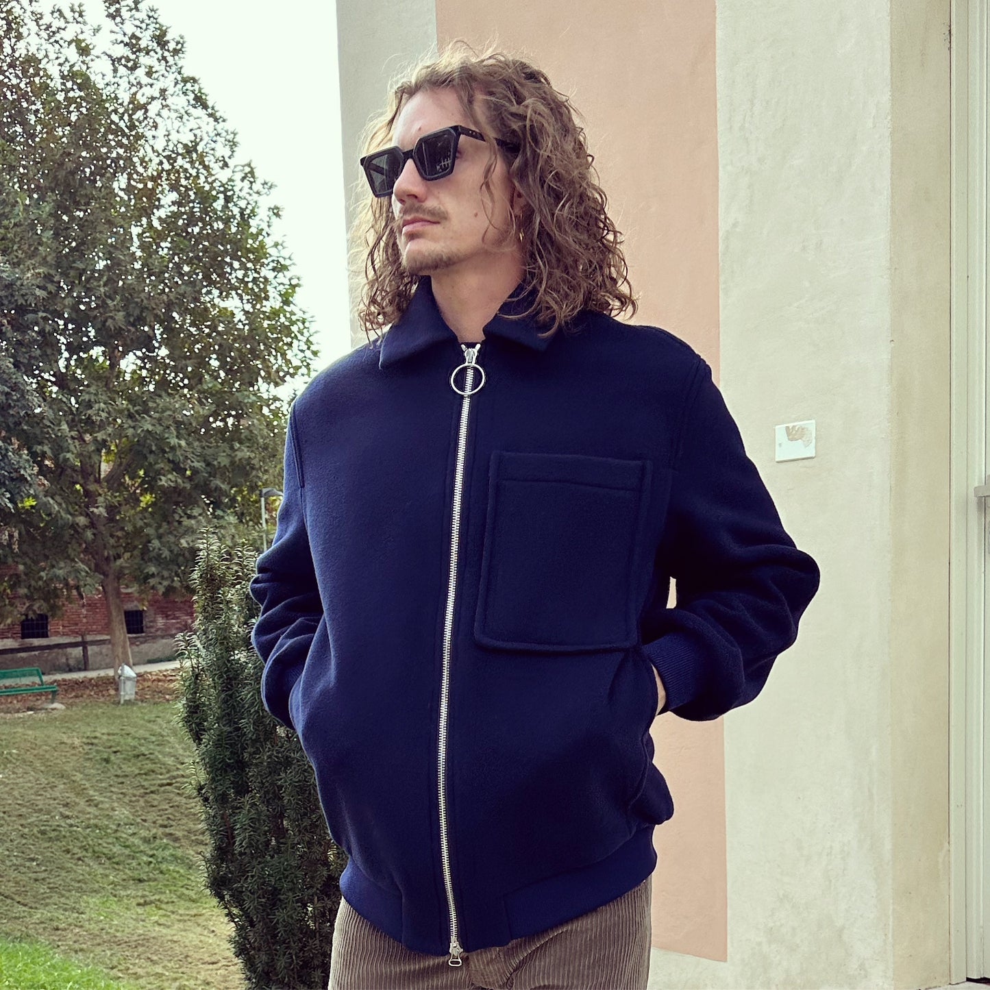 T-Coat - Bomber T92 Velour Oversize Blue
