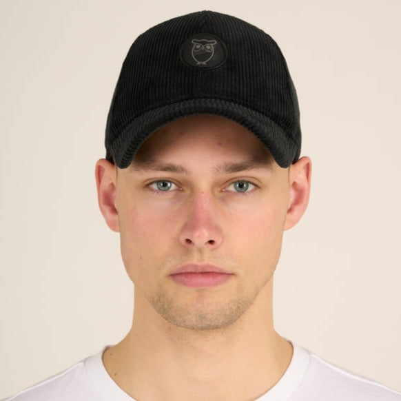 Knowledge Cotton Apparel - Hat 8 Wales Corduroy Black Jet