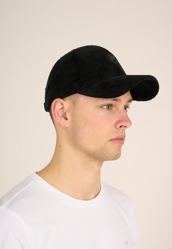 Knowledge Cotton Apparel - Hat 8 Wales Corduroy Black Jet