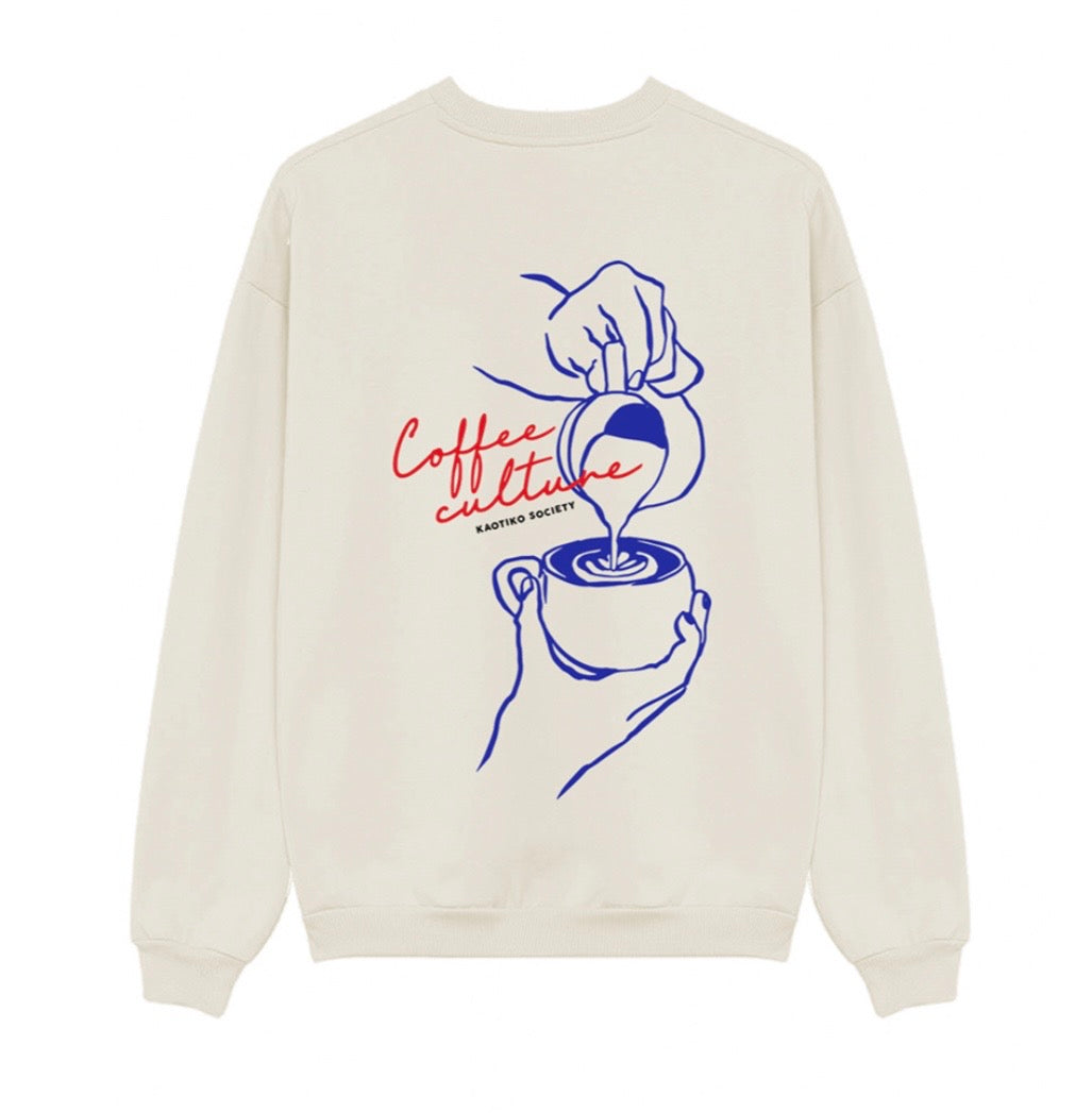 Kaotiko - Sweatshirt Coffee Culture Organic Cotton Ivory