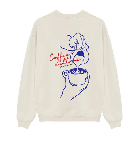 Kaotiko - Sweatshirt Coffee Culture Organic Cotton Ivory