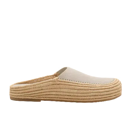 Beige slipper on a white background