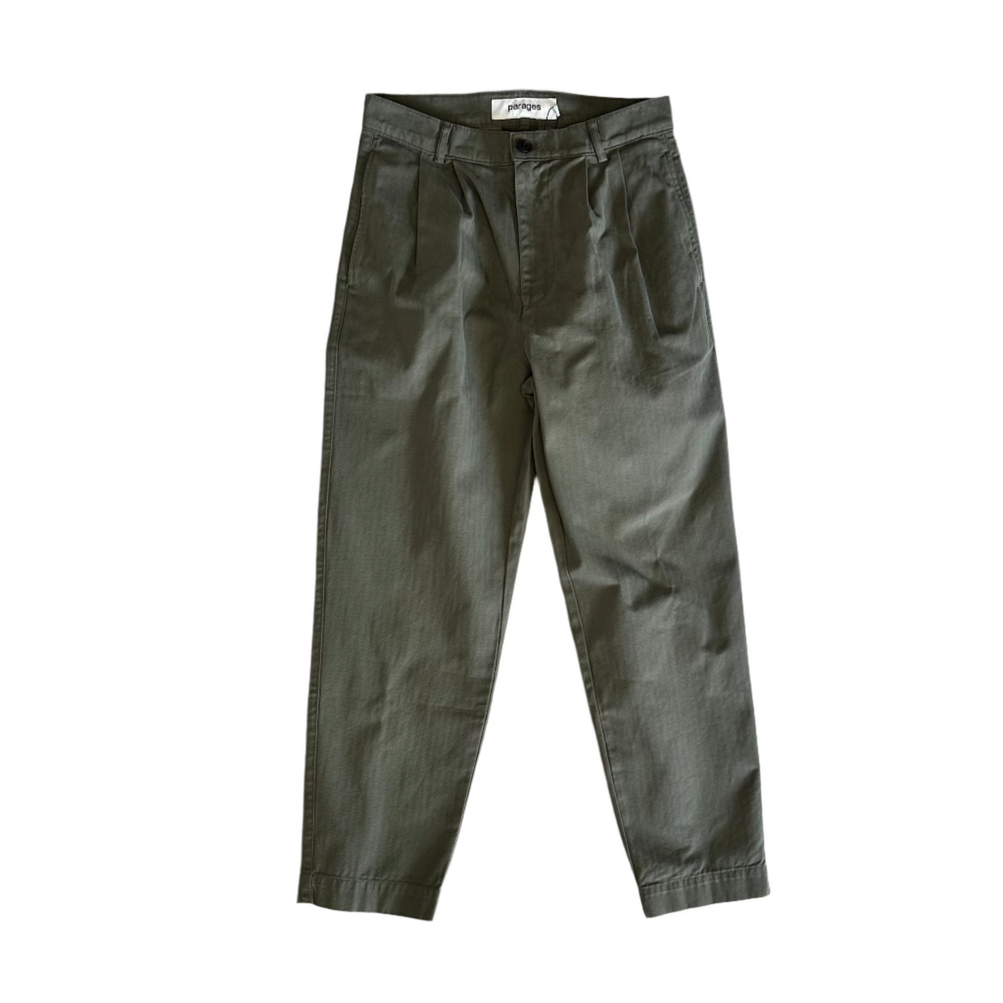 Parages - Trouser Double Pleats Herringbone Olive