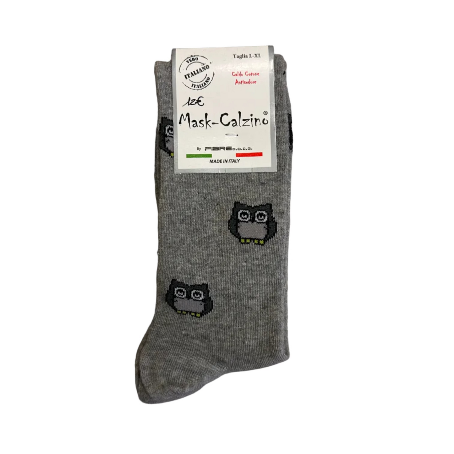 MaskCalzino - Long Sock Owls Melange Grey