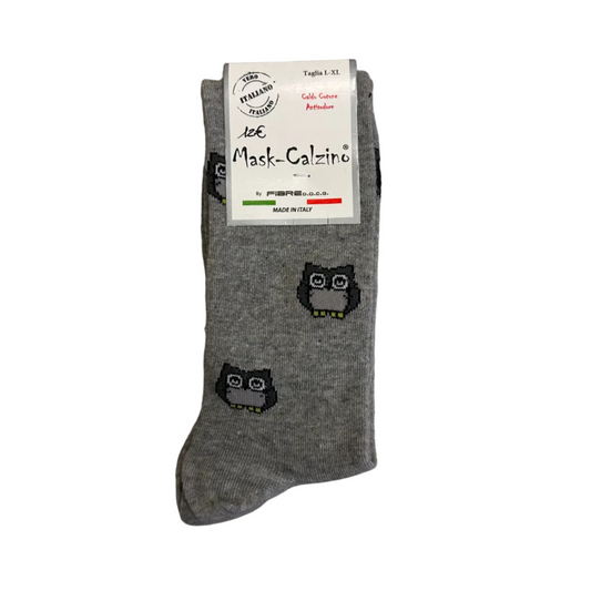 MaskCalzino - Long Sock Owls Melange Grey