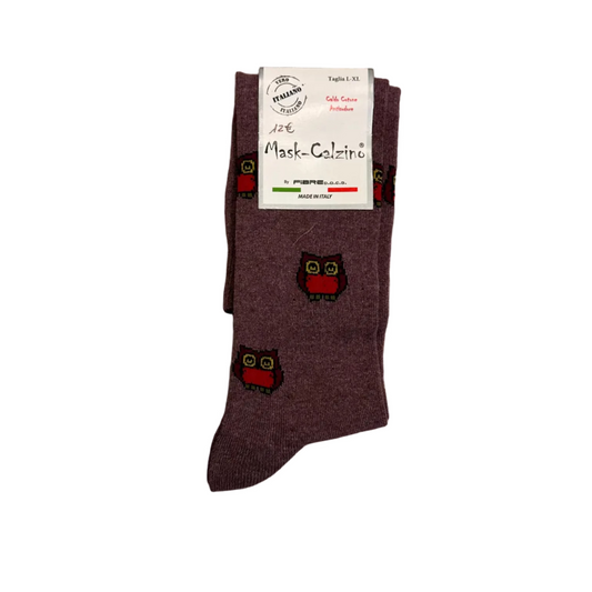MaskCalzino - Long Sock Owls Melange Rose