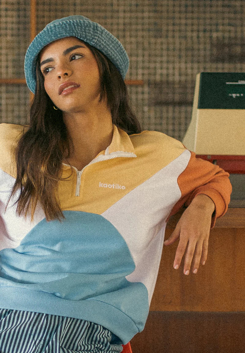 Kaotiko - Sweatshirt Anneta Vanilla/White/Niagara/Apricot