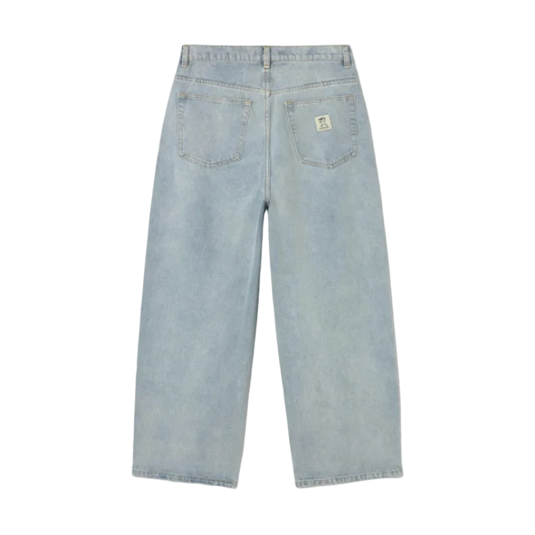 Light blue jeans on a white background