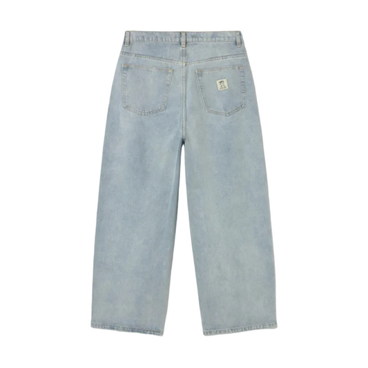 Light blue jeans on a white background