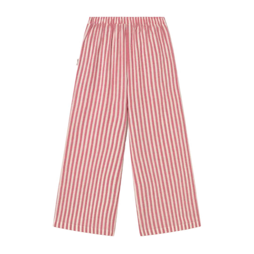 Red and white striped pants on a white background