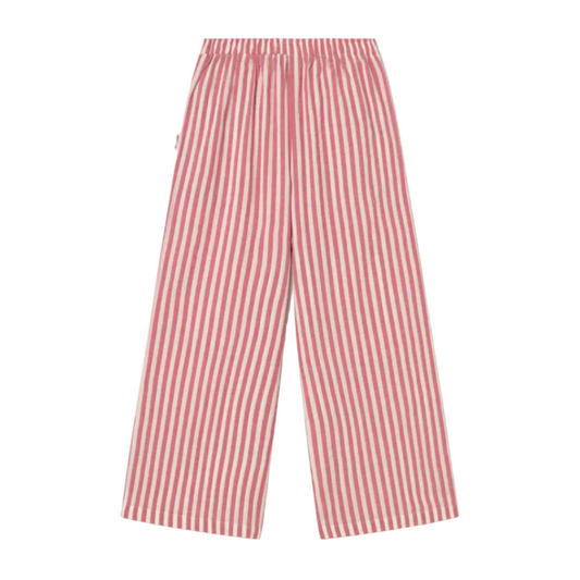 Red and white striped pants on a white background