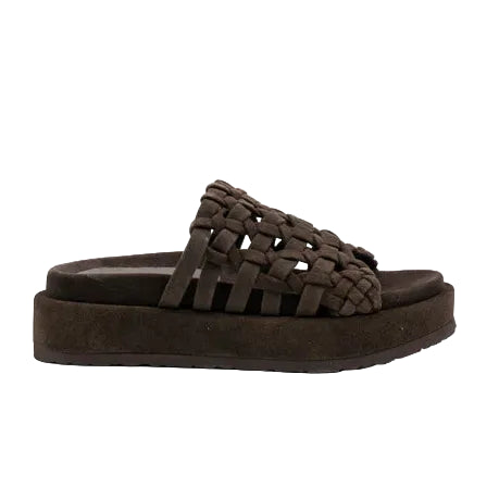 Brown woven sandal on a white background