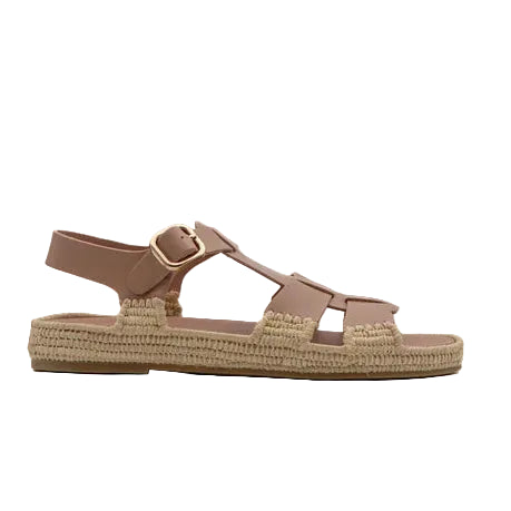 Beige sandal with a strap on a white background