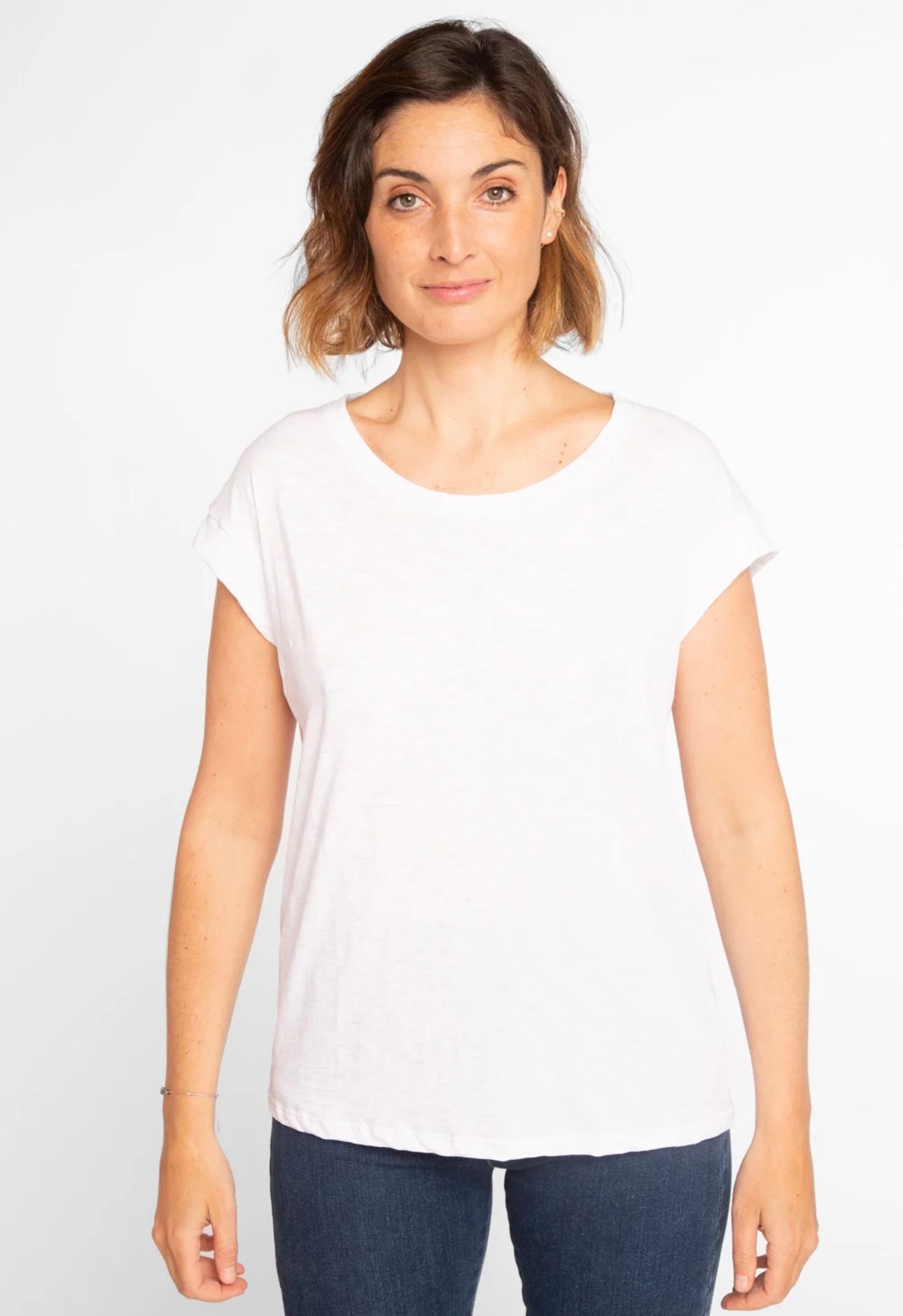 Anonym - T-shirt Noelia 100% Cotone PIMA Peruviano White