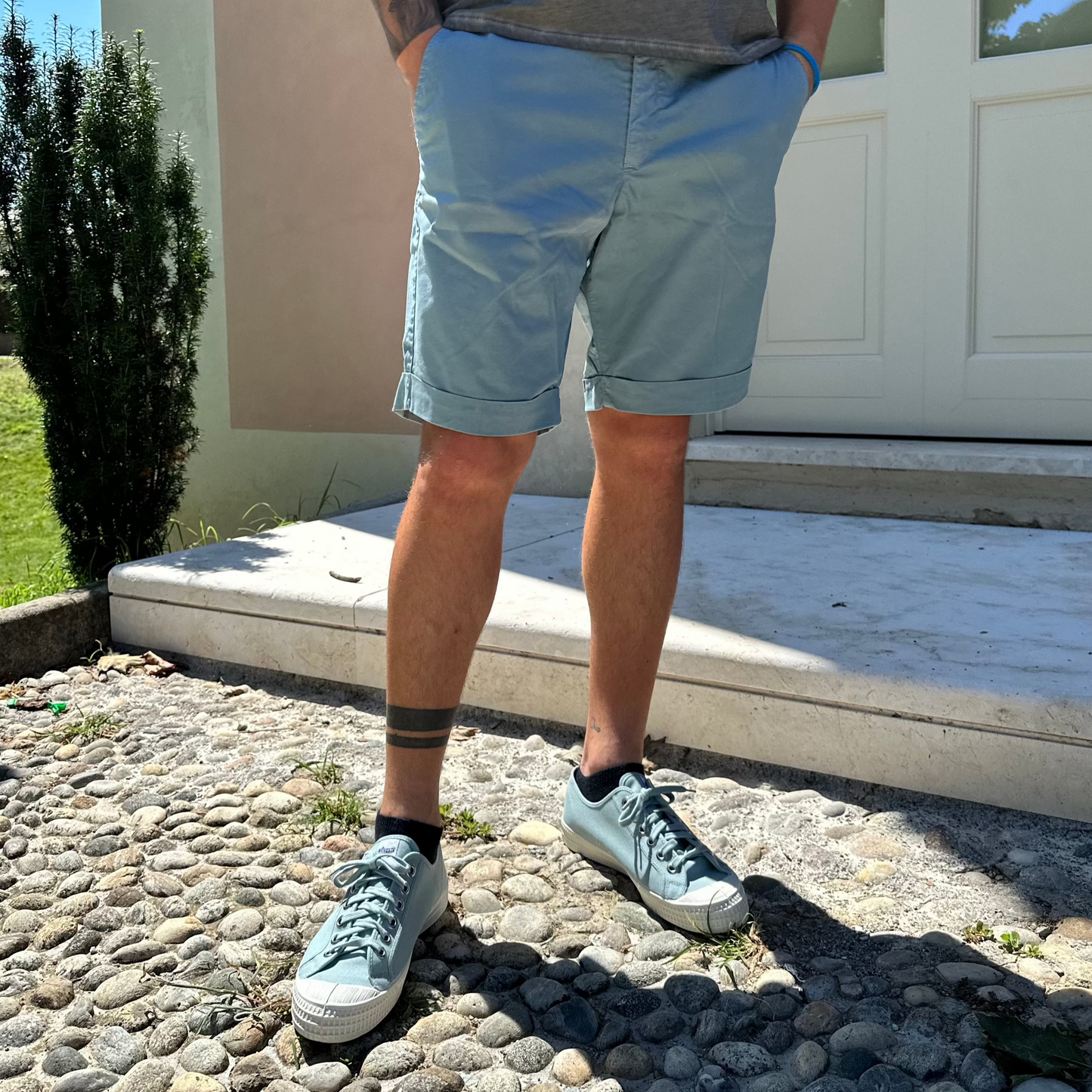 Maison Clochard - Short Mallard Gabardina Ming Sky