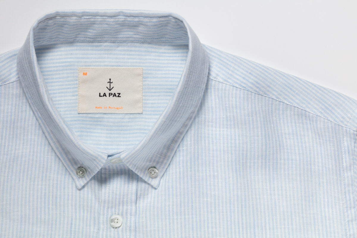 La Paz - Shirt Branco Light Blue Stripes