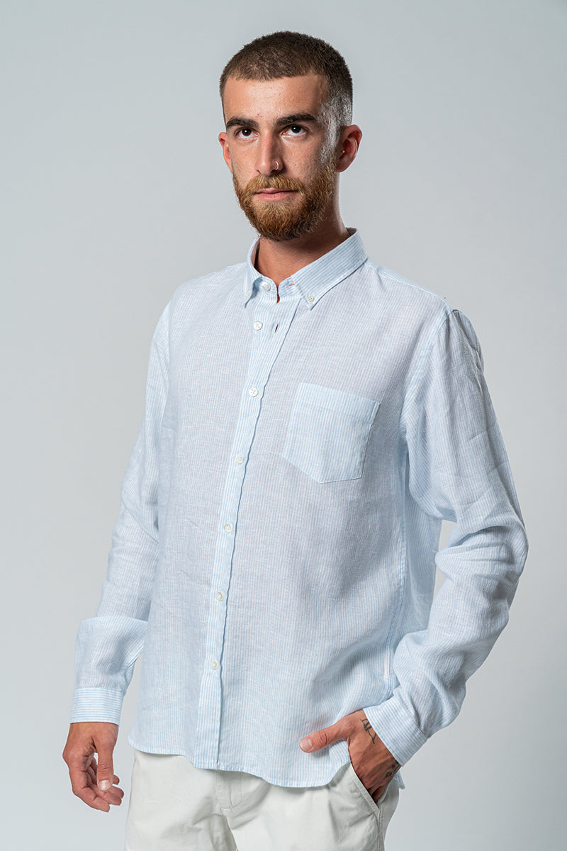 La Paz - Shirt Branco Light Blue Stripes