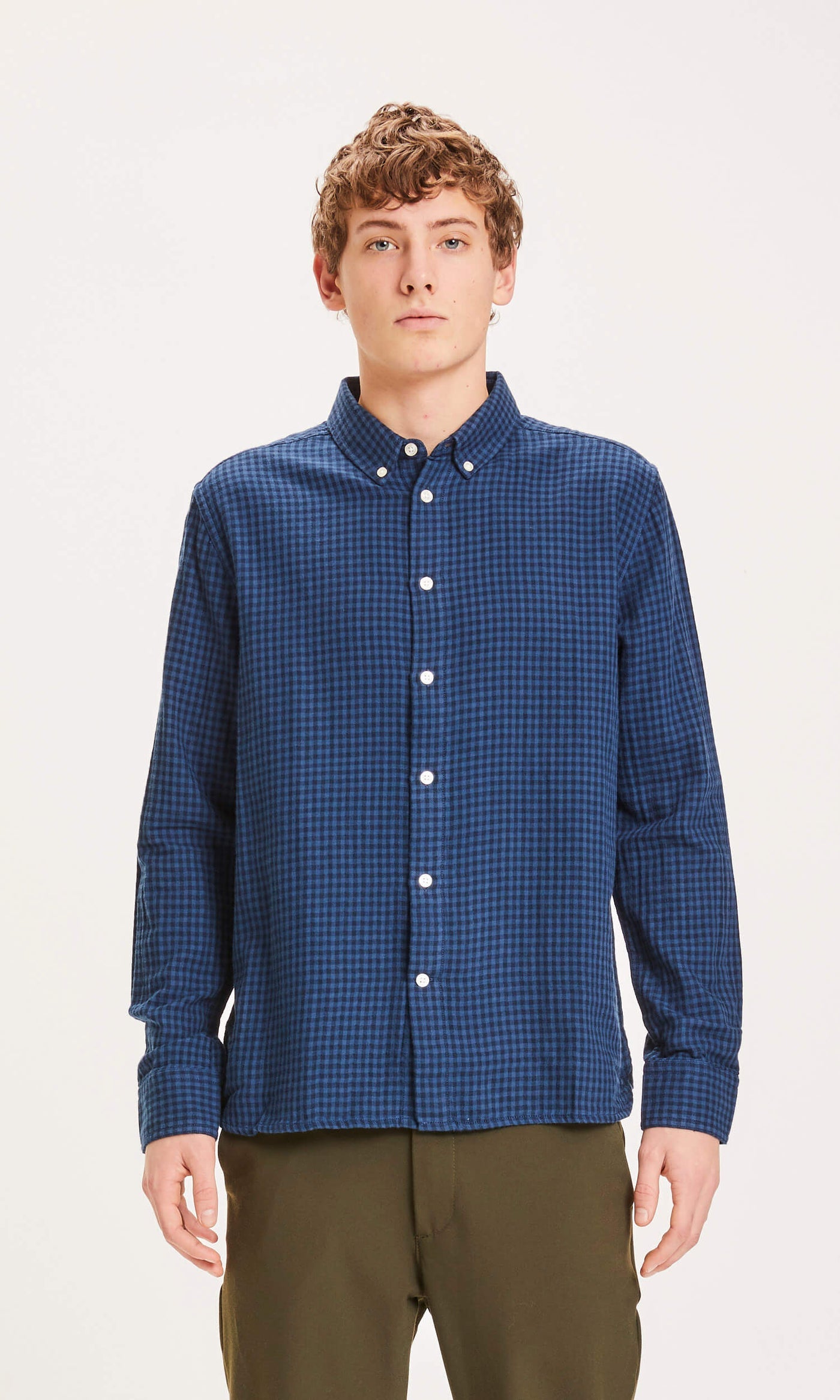 Knowledge Cotton Apparel - Shirt Double Layer Checked Custom Fit