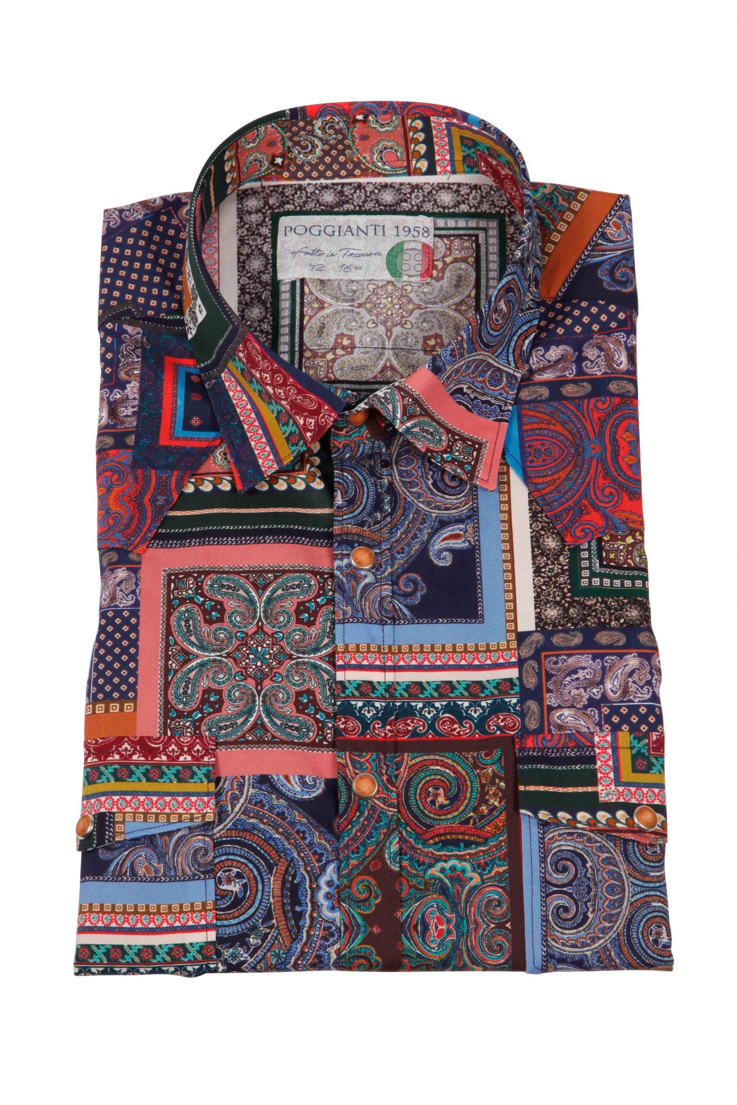 Poggianti 1958 - Shirts Empoli Stretch with Geometric Print