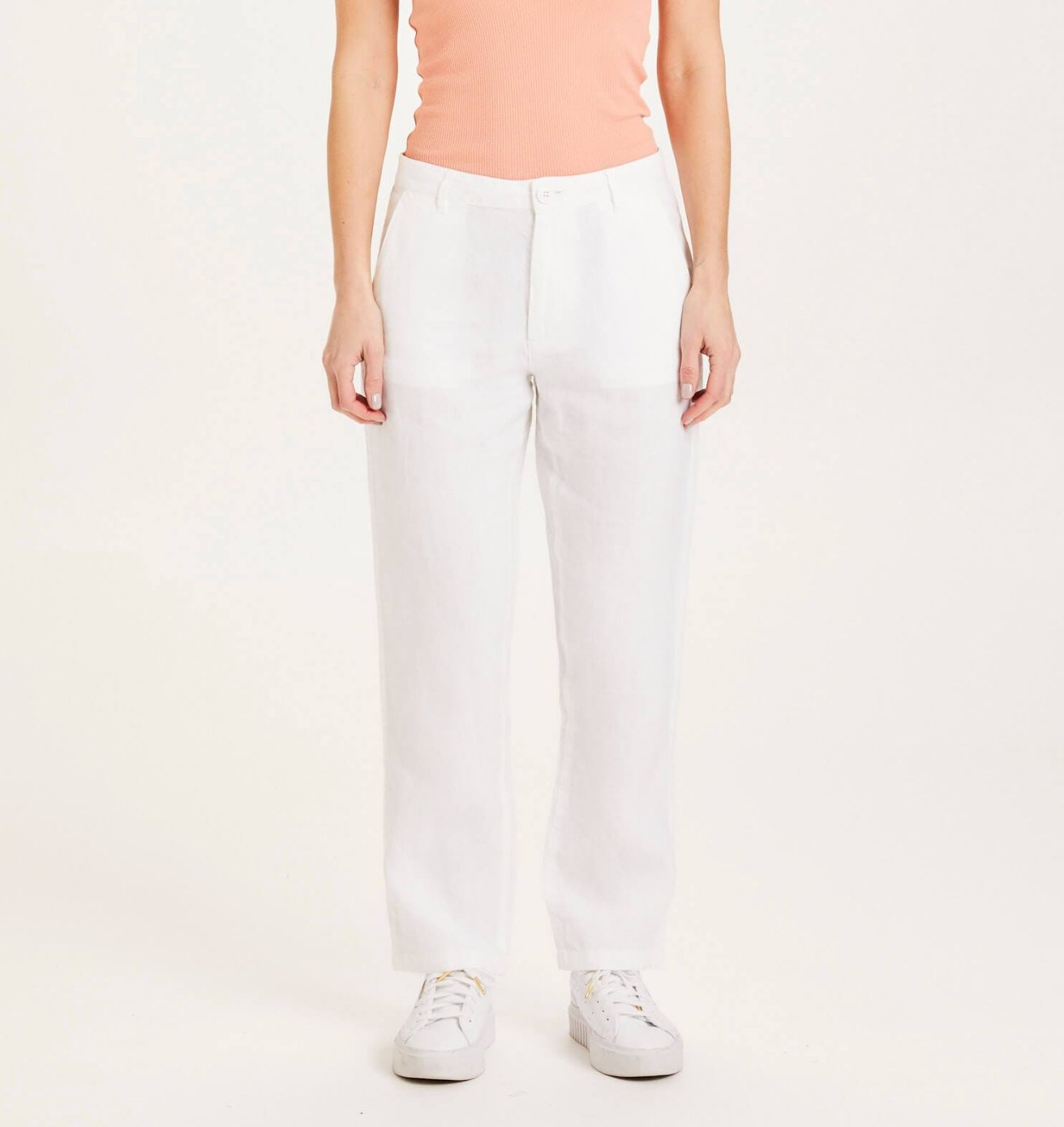 Knowledge Cotton Apparel - Trouser Senna Loose Bright White