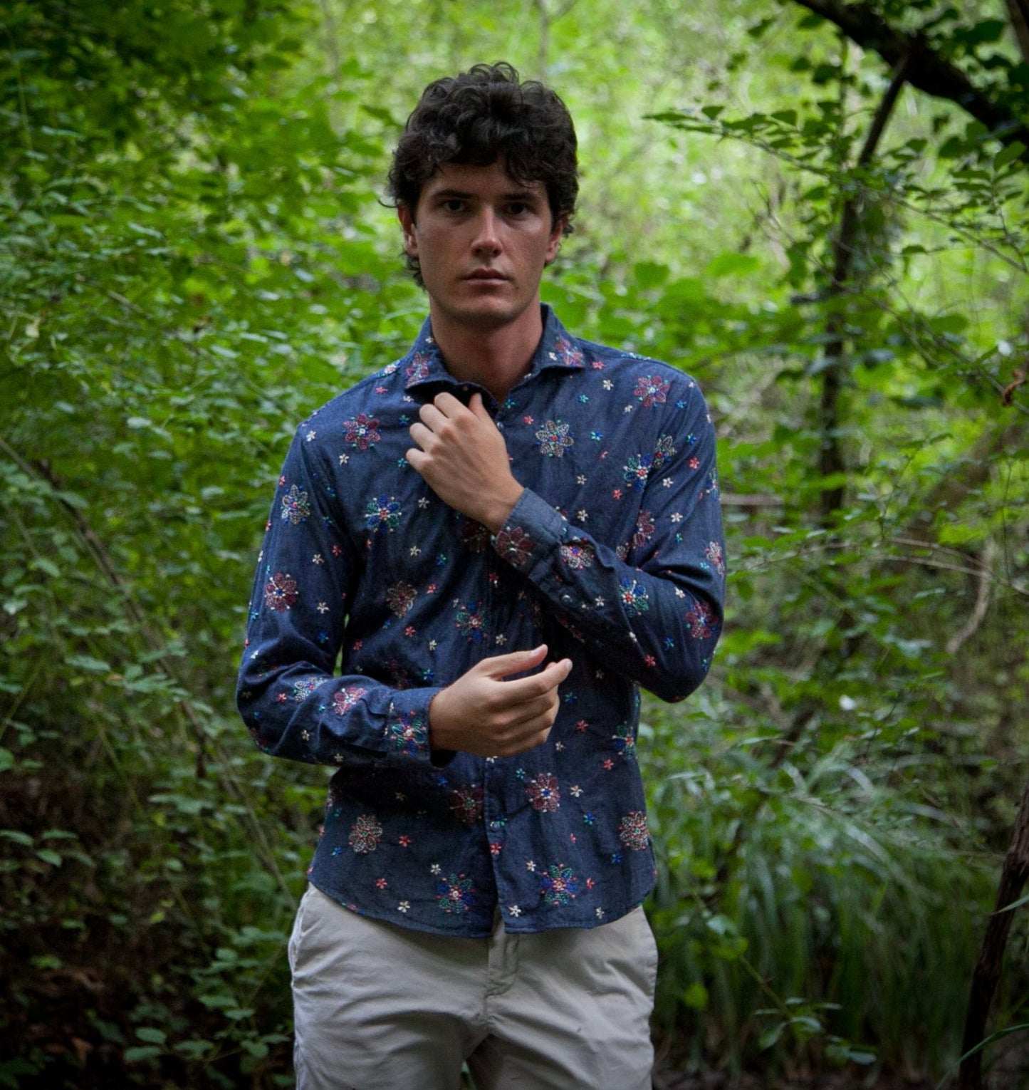 Poggianti 1958 - Shirt Firenze In Denim with Embroidery