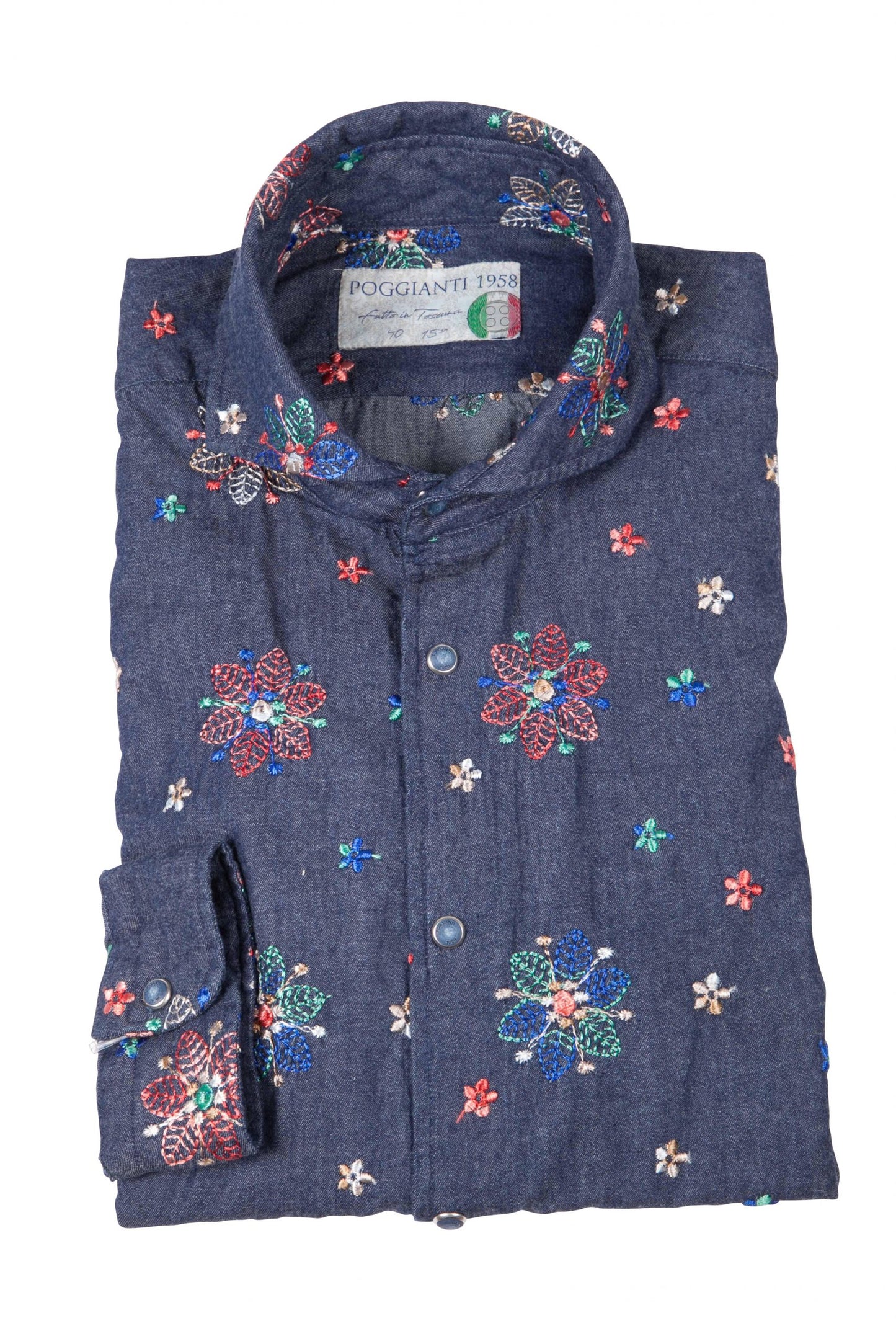 Poggianti 1958 - Shirt Firenze In Denim with Embroidery